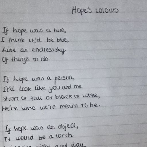 Winner Of Hope Competition Poem By Imogen Y7