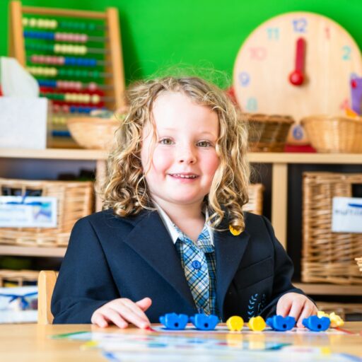 St Marys Colchester Reception pupil sitting in a classroom at Private School in Essex